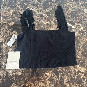 Aritzia Sunday Best Black Ribbed Top